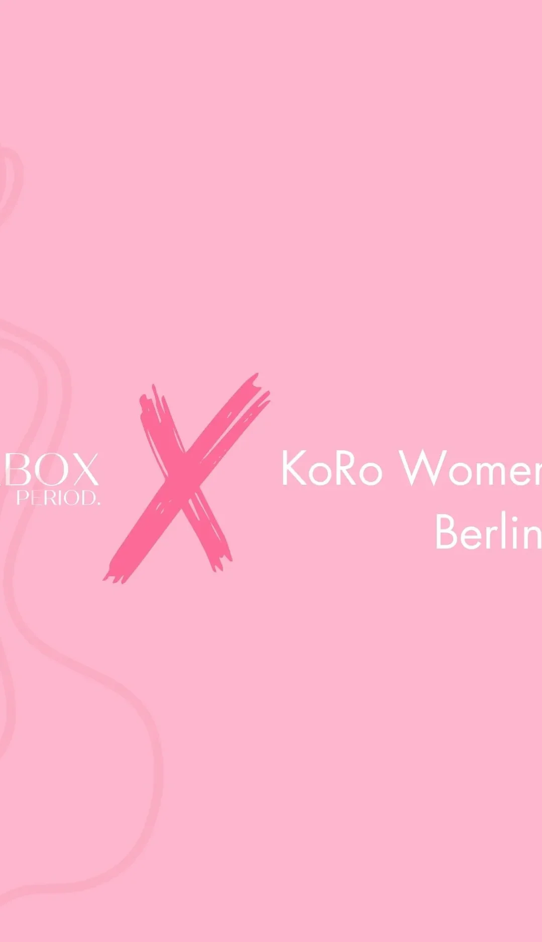 En rosa bakgrund med herbox logga i vitt, ett rosa kryss och en text med KoRo Women’s Run Berlin